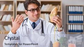  Presentation with nutrition - Colorful theme enhanced with research bread - scientist studying nutrition in various backdrop and a lemonade colored foreground