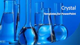  Presentation with glassware - Theme featuring research chemistry - laboratory glassware background and a  colored foreground