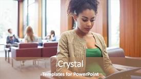  Presentation with tablet - Cool new PPT theme with research computer - attractive serious student using tablet backdrop and a coral colored foreground