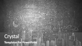  Presentation with business research - Slide set enhanced with research data - business sketches and drawings background and a gray colored foreground