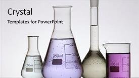  Presentation with flasks - Slide deck with group of laboratory flasks containing background and a white colored foreground