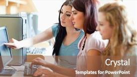  Presentation with students working in groups - Beautiful presentation design featuring research educational - cute fellow students working together backdrop and a tawny brown colored foreground