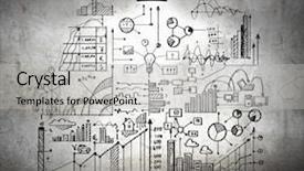  Presentation with restaurant business plan - Slide set featuring research educational - drawn business plan on wall background and a  colored foreground