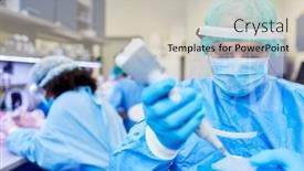  Presentation with covid vaccine - Presentation theme consisting of research-group-works-on-covid background and a soft green colored foreground