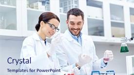  Presentation with clinical pharmacy - PPT theme consisting of research in clinical laboratory background and a sky blue colored foreground