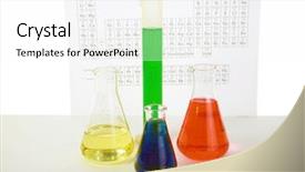  Presentation with periodic table - Colorful slide deck enhanced with research laboratory equiptment with erlenmeyer backdrop and a white colored foreground