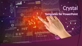  Presentation with grab hand - Beautiful PPT layouts featuring research method business - female hand touching charts backdrop and a tawny brown colored foreground