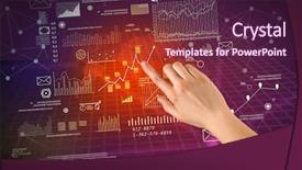  Presentation with female - Slide set having research method business - female hand touching charts background and a tawny brown colored foreground