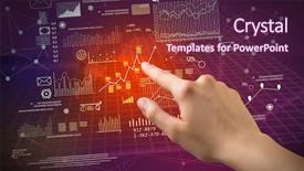  Presentation with female - Presentation featuring research method business - female hand touching charts background and a tawny brown colored foreground