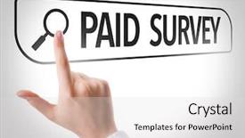  Presentation with survey - Beautiful presentation theme featuring research methodology - paid survey written in search backdrop and a light gray colored foreground
