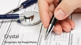  Presentation with nursing research - Beautiful PPT layouts featuring research nursing - hand with pen over blank backdrop and a light gray colored foreground