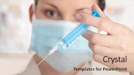  Presentation with mask nurse - Slides enhanced with research nursing - young nurse in mask background and a coral colored foreground