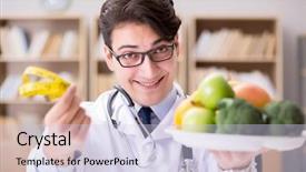  Presentation with nutrition - Slides consisting of research obesity - scientist studying nutrition in various background and a lemonade colored foreground