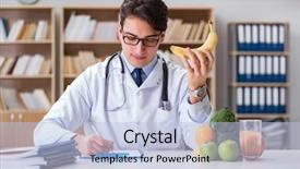  Presentation with nutrition - Audience pleasing slide set consisting of research obesity - scientist studying nutrition in various backdrop and a light blue colored foreground