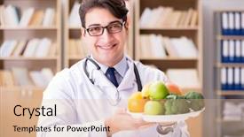  Presentation with nutrition - Presentation design with research obesity - scientist studying nutrition in various background and a lemonade colored foreground