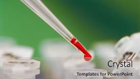  Presentation with biochemistry research laboratory - Presentation design having research of blood in laboratory background and a coral colored foreground