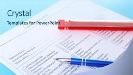  Presentation with bacteria blood - Audience pleasing presentation theme consisting of research paper bacteria - blood in test tubes pen backdrop and a cool aqua colored foreground