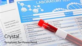 Presentation with blood test - Colorful PPT theme enhanced with research paper bacteria - blood in test tubes backdrop and a lemonade colored foreground