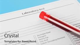  Presentation with research paper - Slide set consisting of research paper bacteria - blood in test tubes background and a light gray colored foreground