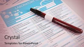  Presentation with research paper - Audience pleasing slides consisting of research paper bacteria - blood in test tubes backdrop and a soft green colored foreground