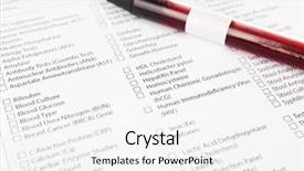  Presentation with bacteria blood - Beautiful presentation theme featuring research paper bacteria - blood in test tubes backdrop and a white colored foreground