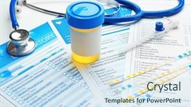  Presentation with research paper - Slides with research paper bacteria - items for laboratory analysis background and a sky blue colored foreground