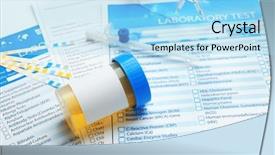  Presentation with research paper - Slides featuring research paper bacteria - items for laboratory analysis background and a  colored foreground