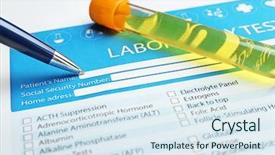  Presentation with test tube laboratory - Theme featuring research paper bacteria - test tube with urinalysis background and a  colored foreground