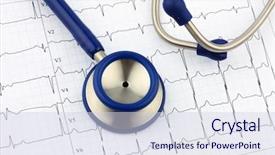  Presentation with ecg - Colorful presentation theme enhanced with research paper electrical - stethoscope and ecg backdrop and a sky blue colored foreground