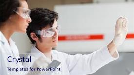  Presentation with petri dish - PPT theme having research paper microbiology - serious science students looking background and a sky blue colored foreground