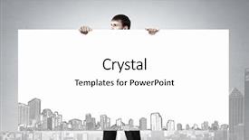  Presentation with roll up banner - Slides having research poster - businessman showing banner background and a white colored foreground