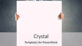  Presentation with empty - Amazing PPT theme having research poster - businessman showing empty banner backdrop and a  colored foreground