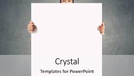  Presentation with roll up banner - Slides enhanced with research poster - businessman showing empty banner background and a  colored foreground