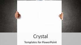  Presentation with empty - Cool new PPT theme with research poster - businessman showing empty banner backdrop and a  colored foreground