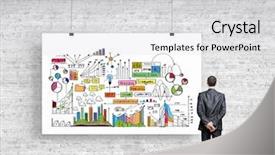  Presentation with whiskey business plan - Slide set featuring research poster - image of businessman drawing business background and a light gray colored foreground