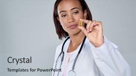  Presentation with medical concept - PPT layouts enhanced with research professional holding up breakthrough background and a lemonade colored foreground