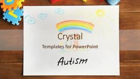  Presentation with research paper - Audience pleasing PPT theme consisting of research psychology - word autism written on paper backdrop and a sky blue colored foreground