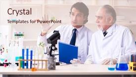  Presentation with research - Colorful presentation theme enhanced with research report chemistry - two chemists working backdrop and a lemonade colored foreground