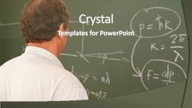  Presentation with reflection looking back to go forward - Cool new presentation theme with research scholar computer science - scientist looking at formula backdrop and a gray colored foreground