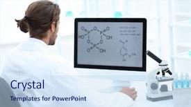  Presentation with computational chemistry - Cool new presentation with research scientist using computer chemistry backdrop and a sky blue colored foreground