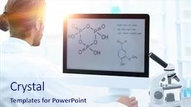  Presentation with chemistry - Colorful theme enhanced with research scientist using computer chemistry backdrop and a sky blue colored foreground