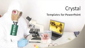  Presentation with hazmat - Audience pleasing PPT theme consisting of research scientist wears a hazmat backdrop and a cream colored foreground