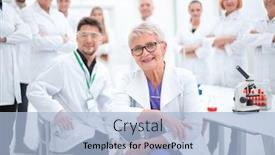  Presentation with research - Colorful presentation theme enhanced with research-supervisor-and-a-group backdrop and a light blue colored foreground