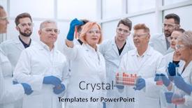  Presentation with study research - Audience pleasing PPT theme consisting of research-supervisor-discussing-the-results backdrop and a light blue colored foreground