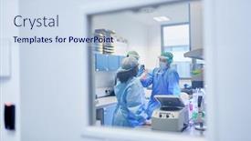  Presentation with covid vaccine - Colorful slide set enhanced with research-team-celebrates-success backdrop and a sky blue colored foreground