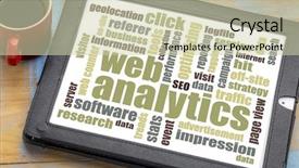  Presentation with analytics - PPT theme consisting of research traffic - web analytics word cloud background and a soft green colored foreground