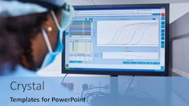  Presentation with covid vaccine - Slide set with researcher-analyzing-data background and a light blue colored foreground