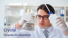  Presentation with water contamination - Amazing PPT theme having researcher scientist doing a water backdrop and a light blue colored foreground