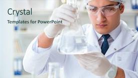  Presentation with water contamination - Slide deck enhanced with researcher scientist doing a water background and a sky blue colored foreground