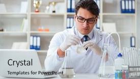  Presentation with water contamination - Slide deck featuring researcher scientist doing a water background and a  colored foreground